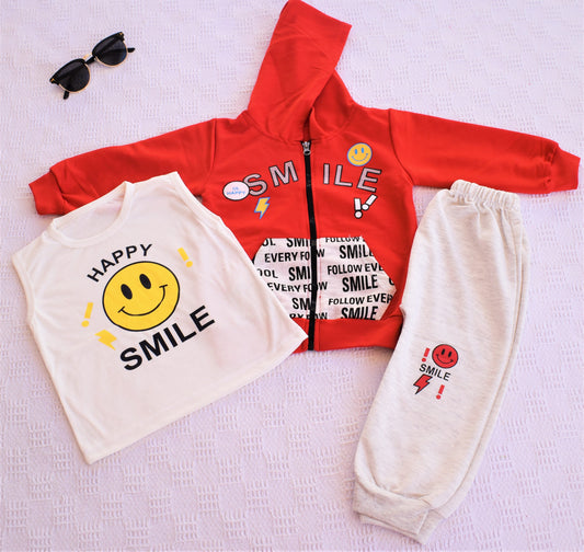 3 Piece Hoodie Set with Smile Letters