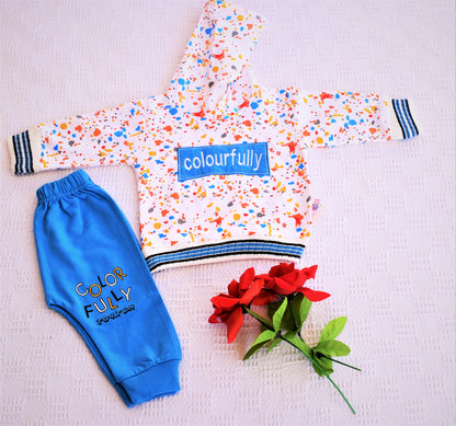 Colourfully Printed Hoodie with Trouser