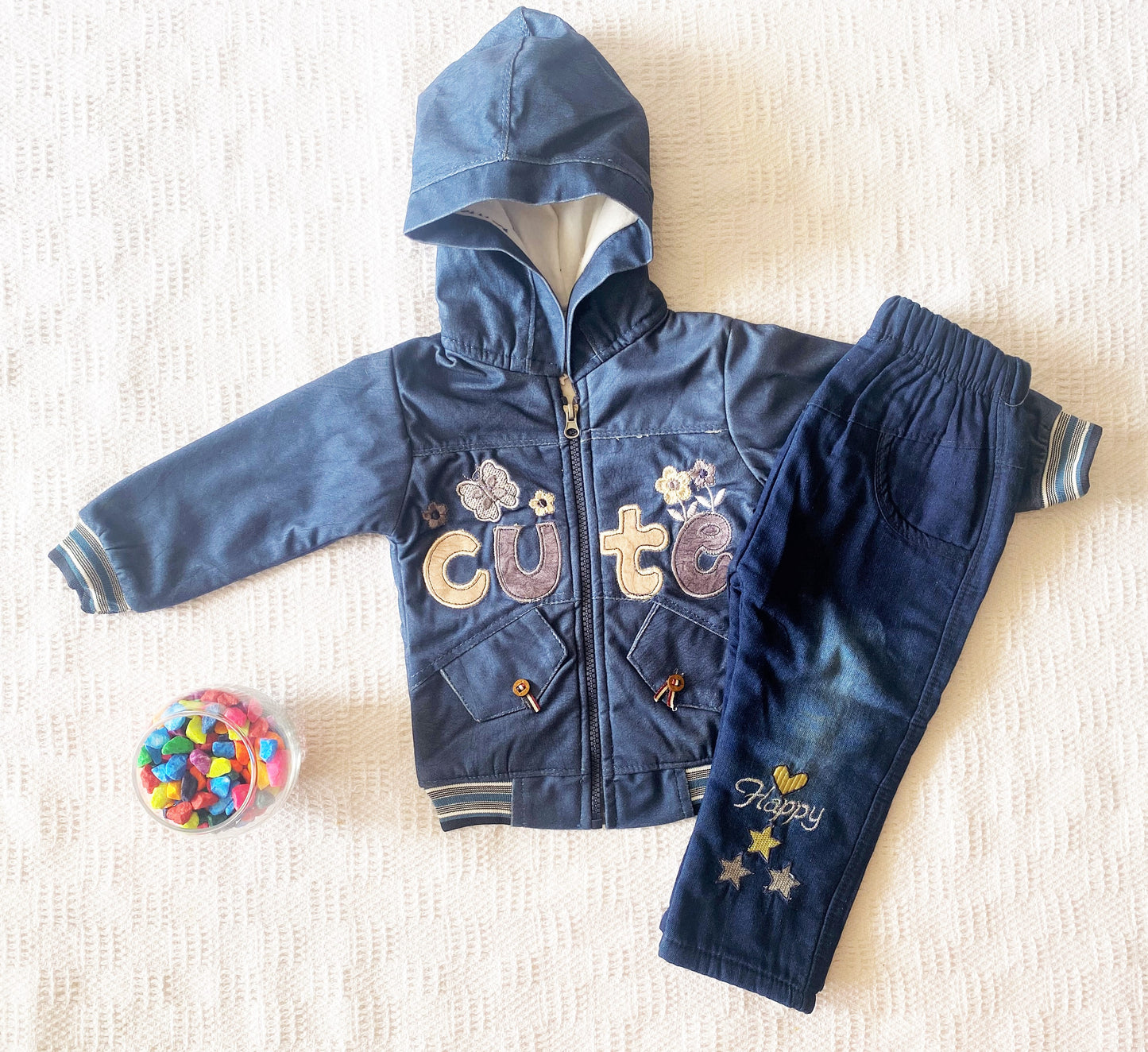 Blue Denim Hoodie set